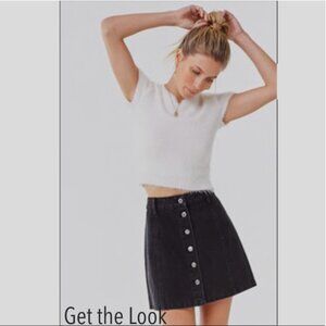 NWT Hidden Jeans Distressed Button Up Denim Mini Skirt‎ Size Large